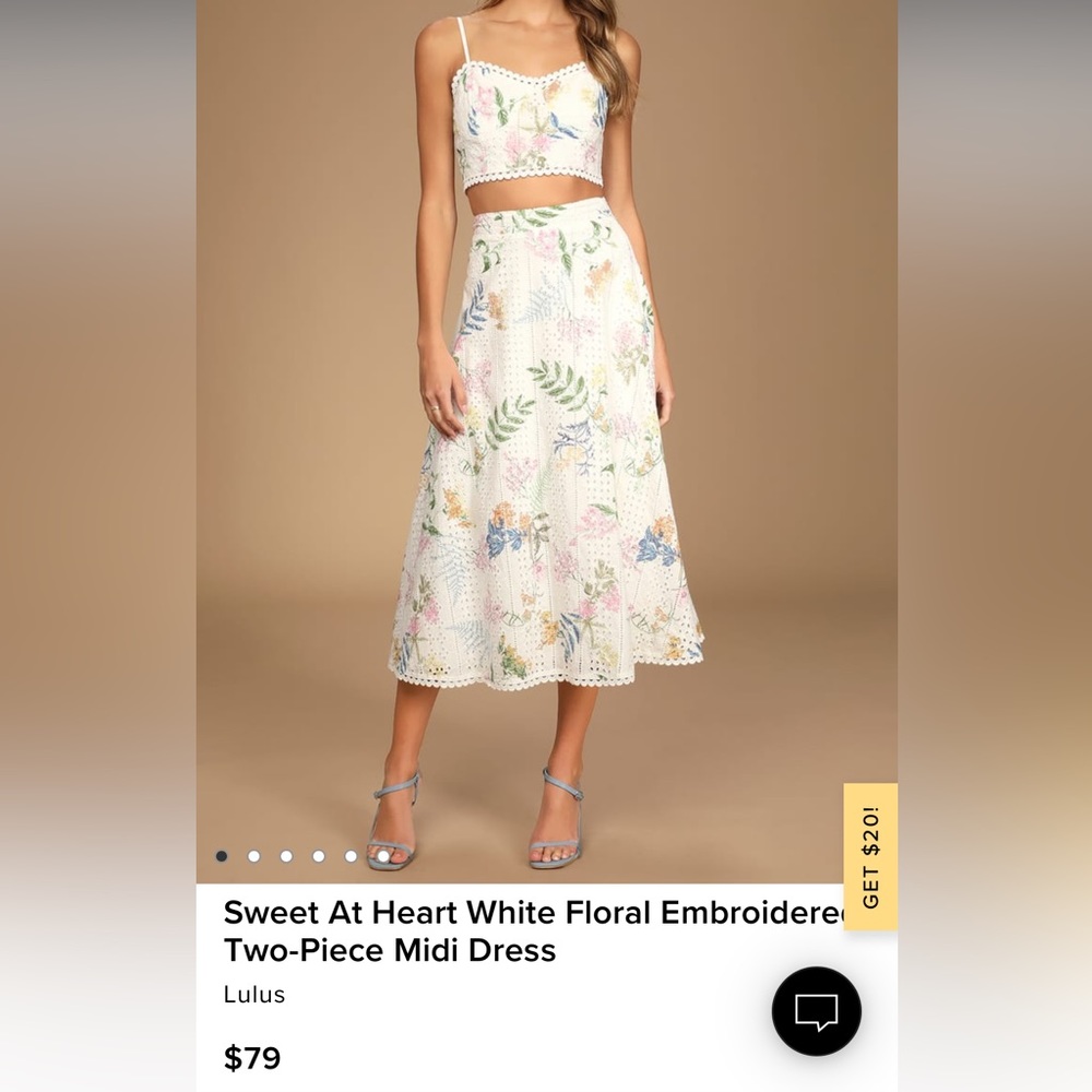 Sweet At Heart White Floral Embroidered Two-Piece Midi Dress from Lulus